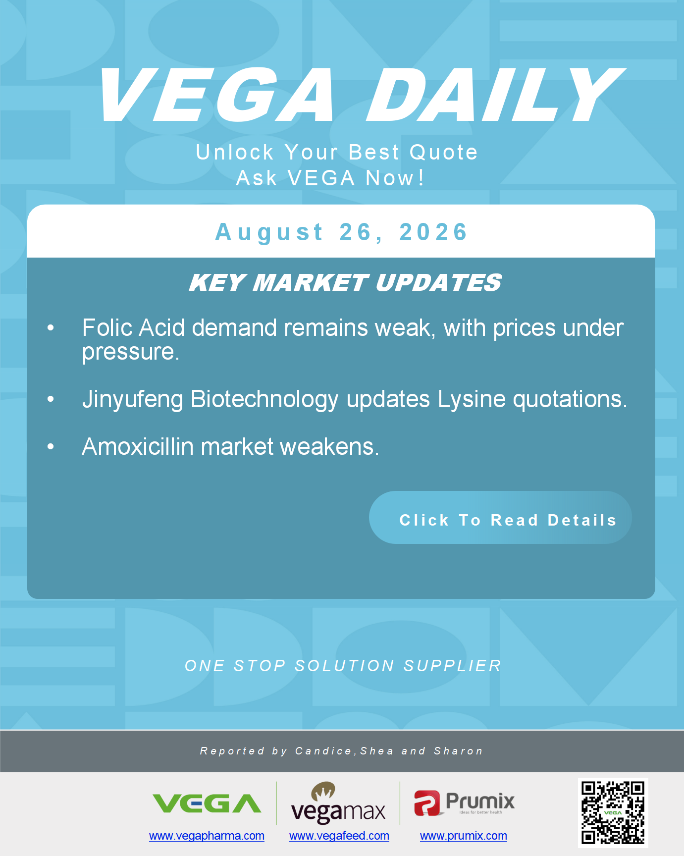 VEGA Daily 20260826 Folic Acid Lysine Amoxicillin weak demand price pressure.png